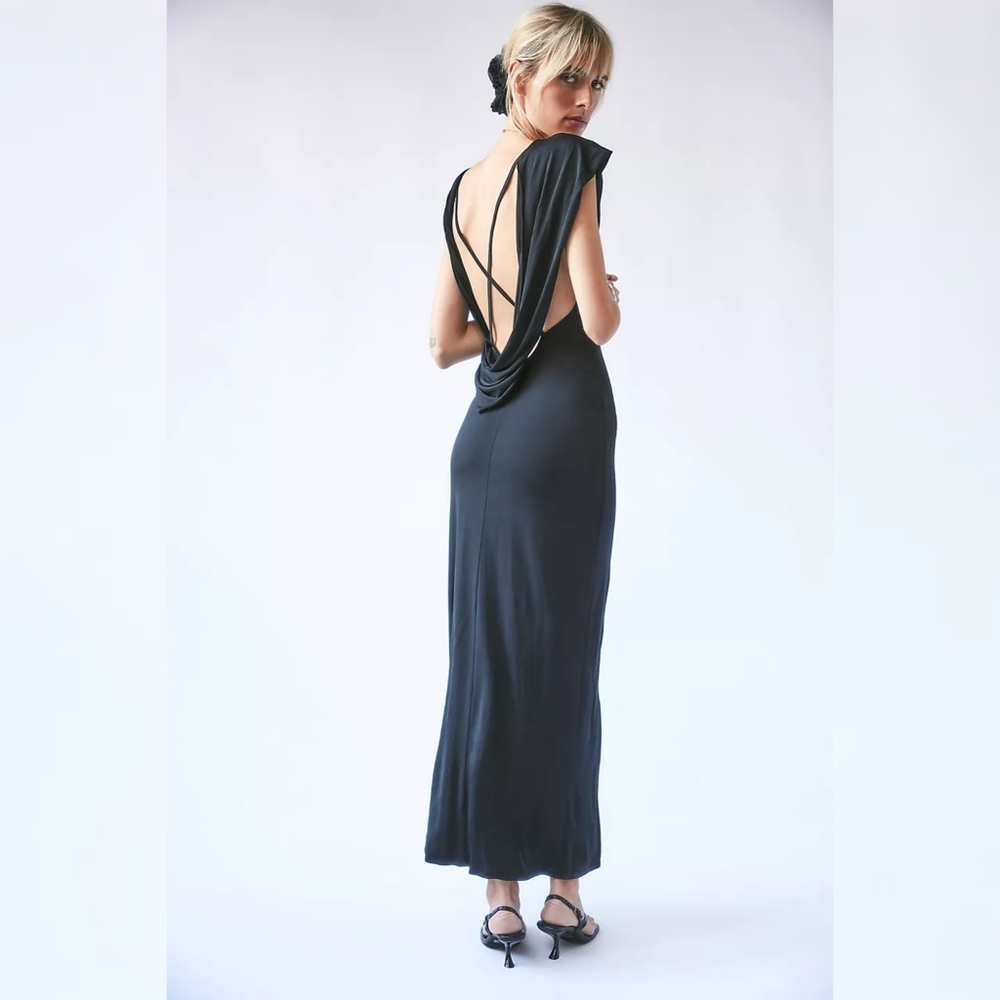 Free People Roxanne Bodycon‎ Maxi Dress Black Women's Size Large NWT